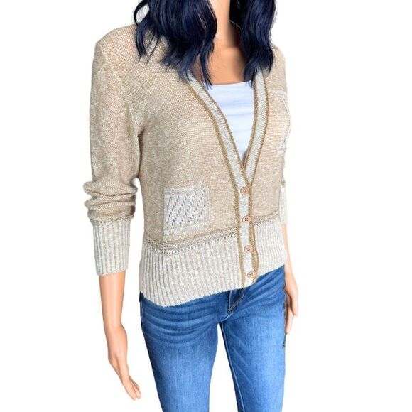 Vintage Patty Woodard Tan Brown Knit Cardigan Sweater - Picture 3 of 7